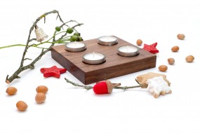 Adventskranz quadratisch Nussbaum