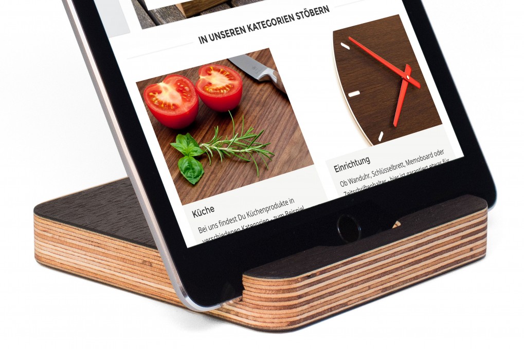 Tablet Ständer Multiplex Räuchereiche Tablet Ständer Multiplex Räuchereiche