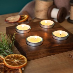 Adventskranz quadratisch Nussbaum